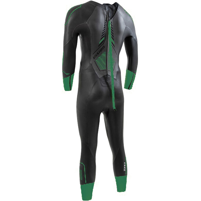 2024 Zone3 Mnner Terraprene Vision Rckenreiverschluss Swim Neoprenanzug WS24MVIS101 - Black / Forest Green